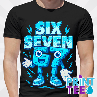 67 6 7 six seven six sevennnn Italian Brainrot T-Shirt - Blue
