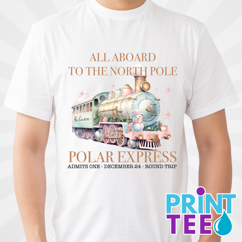 Christmas Matching PJ's, Polar Express T-Shirt in White