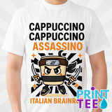 Cappuccino Assassino Italian Brainrot T-Shirt in White