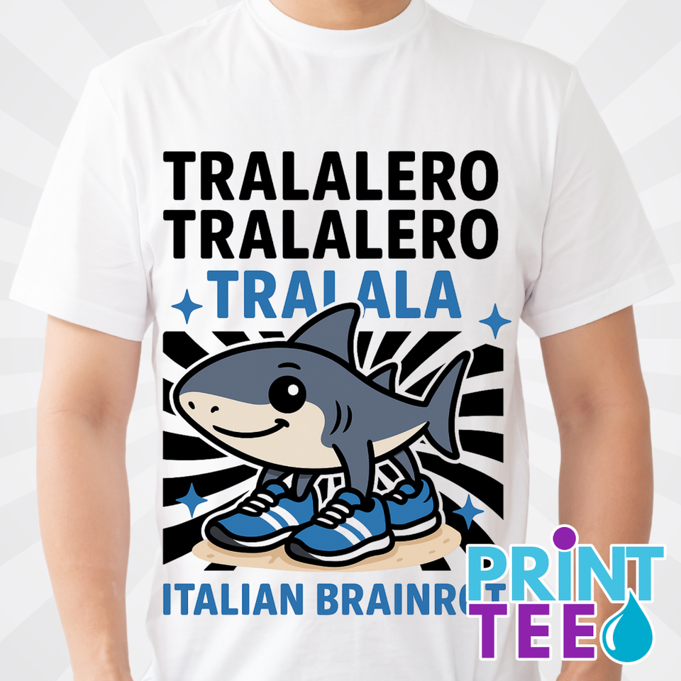 Tralalalero Tralala Italian Brainrot T-Shirt in White