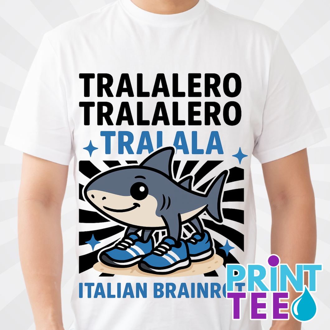 Tralalalero Tralala Italian Brainrot T-Shirt in White