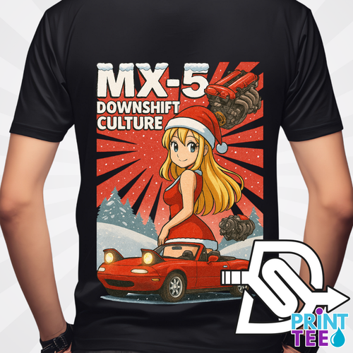 DOWNSHIFT Festive MX5 T-Shirt – Limited Edition JDM Christmas T-shirt