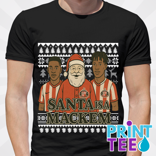 🎅🔴⚪ Santa Is a Mackem T-shirt - Sunderland - SAF